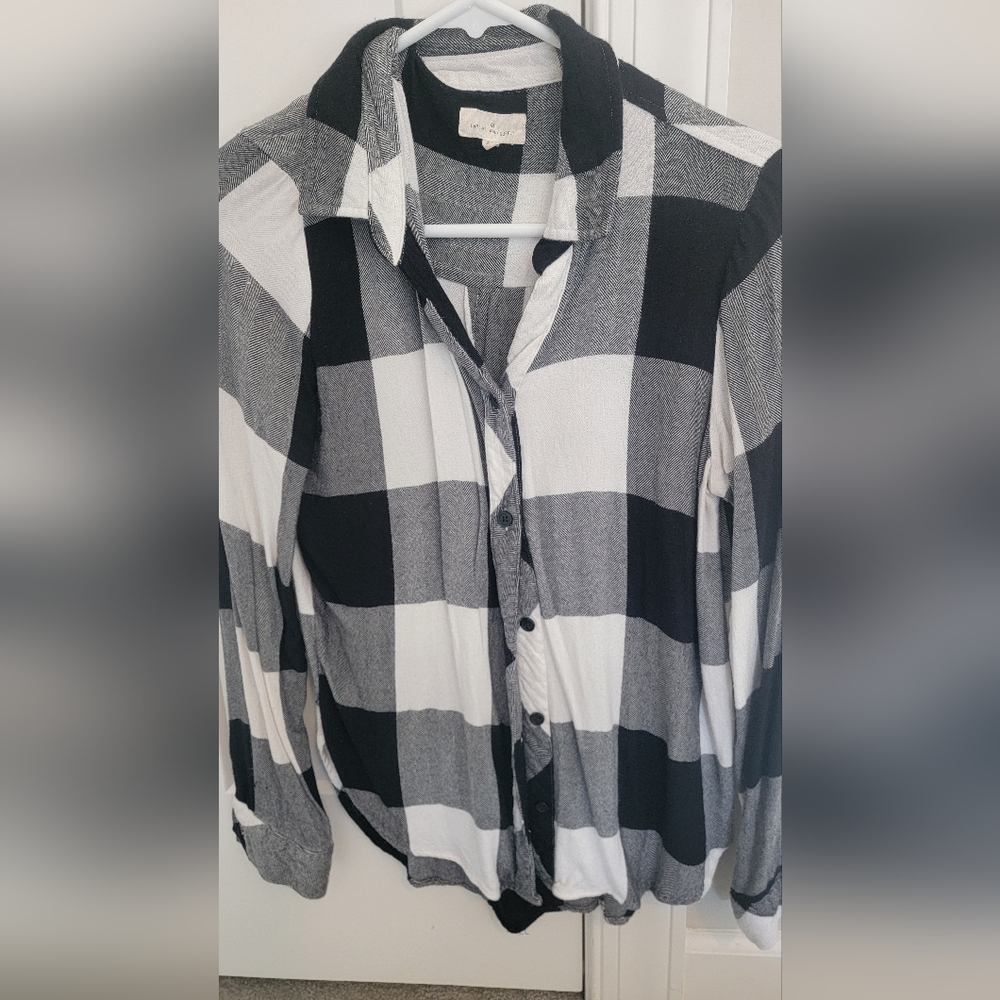 Thread & Supply Black and White Plaid Button Down Shirt